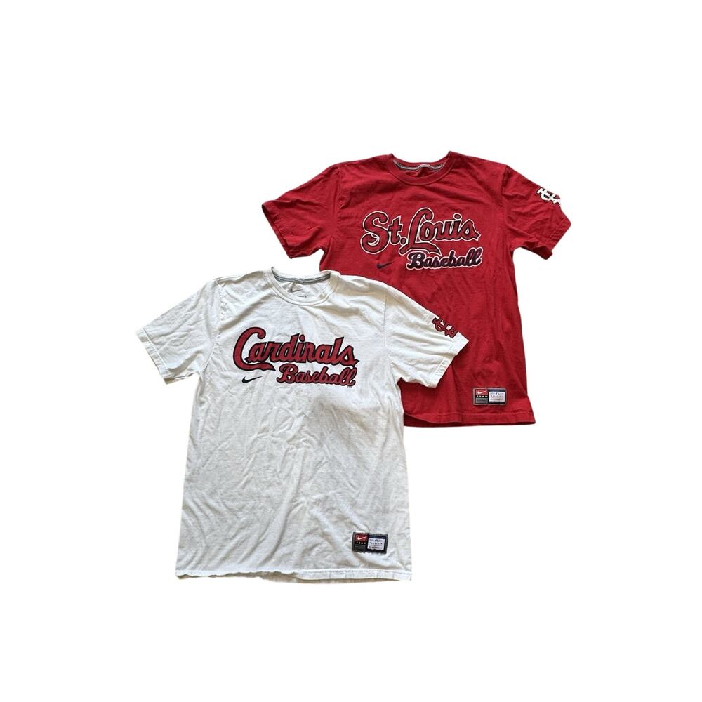 Lot 2 St Louis Cardinals Mens Nike T Shirts Size Large Red White MLB Baseball